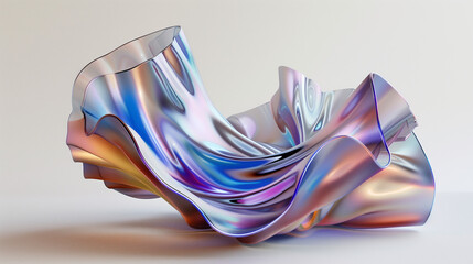 Abstract iridescent shape, futuristic background design, 3d render 