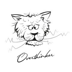 Funny animal face expressions face of overthinking, feline face