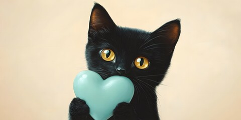 Adorable Artistic Cats with Colorful Heart Accessories