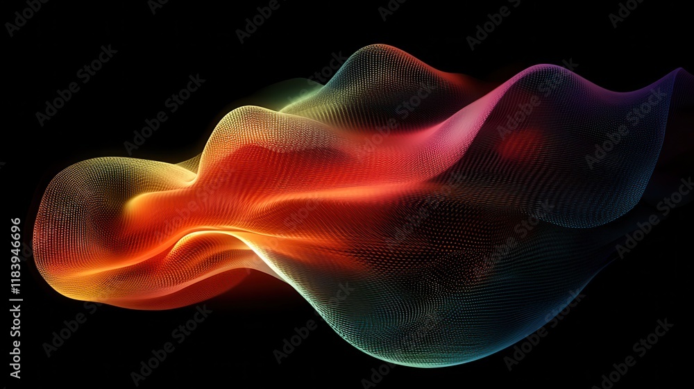 Aufkleber abstract colorful mesh on dark wallpaper with mock up place. technology and designer backgrounds con