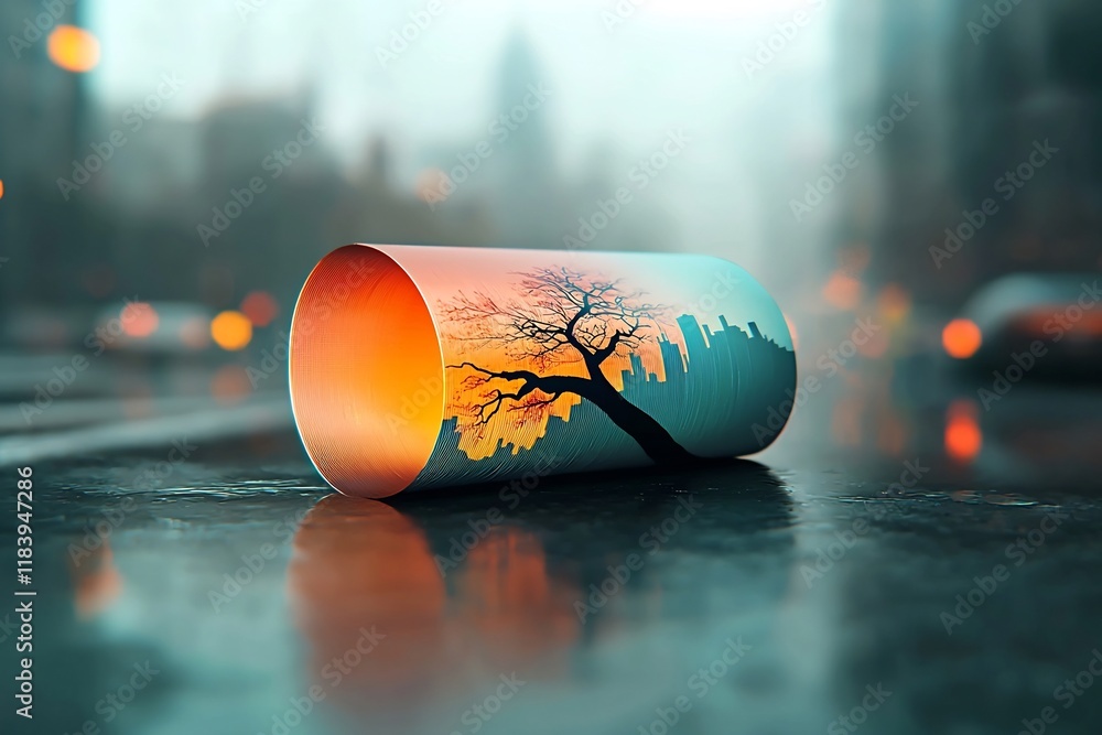 Poster captivating holographic foil landscape with enchanting iridescent gradient and mesmerizing prismatic