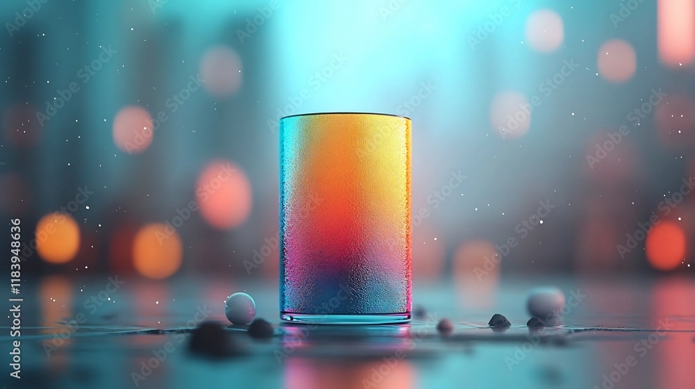 Poster captivating vibrant holographic texture featuring a dazzling iridescent rainbow foil overlay psyched