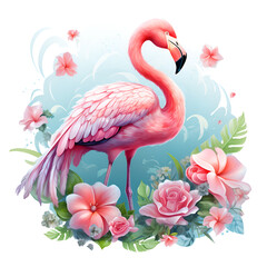 Flamingo Garden Clipart Vector Illustration