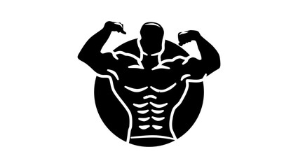 Male torso, black isolated silhouette