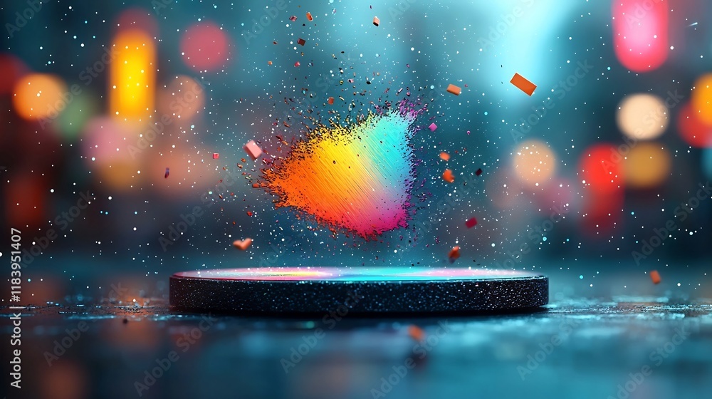 Poster radiant holographic texture showcasing a spectrum of iridescent rainbow hues glimmering and shimmeri