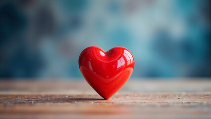 Fototapeta premium red heart on wooden background