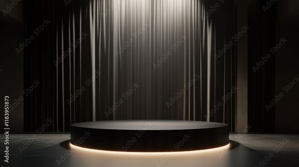Aufkleber abstract dark space for presentation illuminated from spotlights on top. 3d rendering, mockup