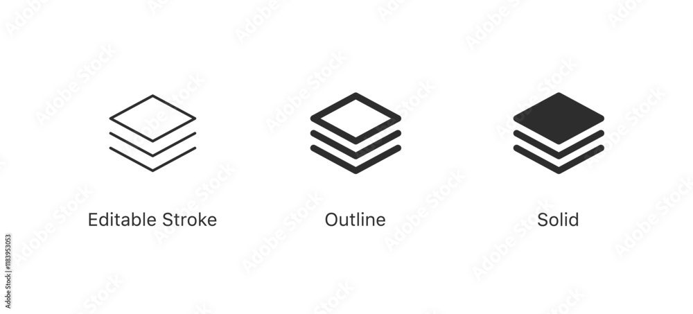 Poster layers, layer icon symbol . EDITABLE STROKE ICON. outline and filled web icons vector sign