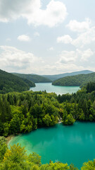 Transparent Turquoise Colored Waters of the Lake Are Having Ripples. Many Small Waterfalls Flowing Into the Lake. Plitvice Lakes, National Park, Croatian Scenery, Waterfall Views, Natural Beauty