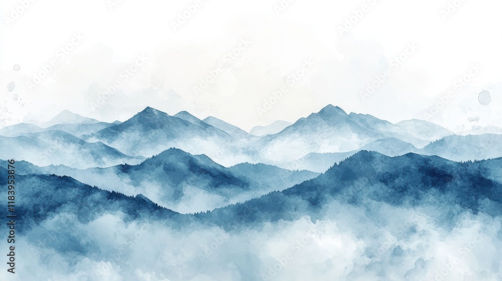 Poster minimal abstract landscape background vector. mountain background with watercolor texture . vector a