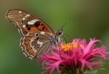 Obraz premium Painted lady butterfly on a vibrant pink flower
