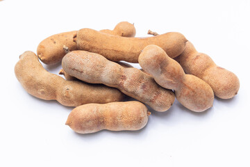 Tamarind Fruit Close-Up on White Background