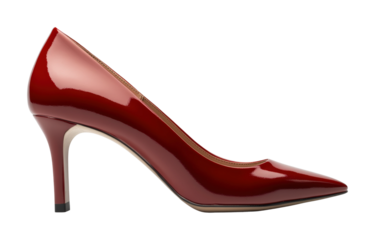 Elegant red high heels on fashion studio environment close-up viewpoint isolated on transparent background png