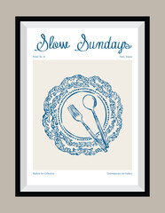 Sketch style La Dolce Vita illustrations with an aesthetic quote in a poster frame.