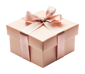 Elegant gift box with ribbon on high fidelity studio minimalist aesthetic isolated on transparent background png
