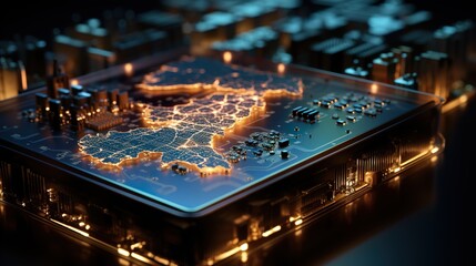 Obraz premium Digital map global network and connectivity, hitgh speed data transfer and cyber technology, information exchange 