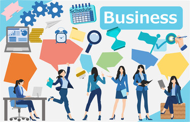 経営戦略を考えるビジネスウーマンのイラスト