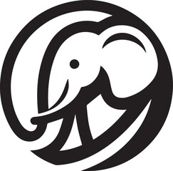 Obraz premium Minimalist elephant logo on white background