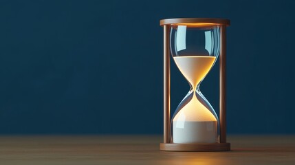 Mental agility concept. Hourglass with flowing sand against a dark background.