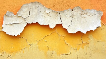 Obraz premium Flaking Paint Reveals Aged Yellow Wall Texture