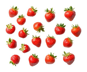 Fresh strawberry collection high fidelity food bright natural concept isolated on transparent background png
