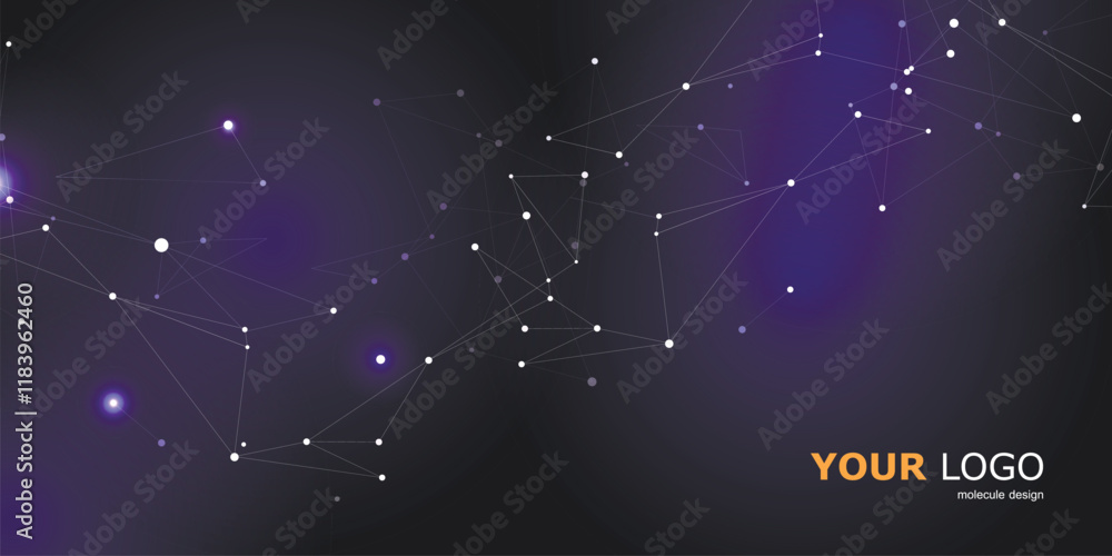 Poster Abstract polygonal design background with connecting dots and lines