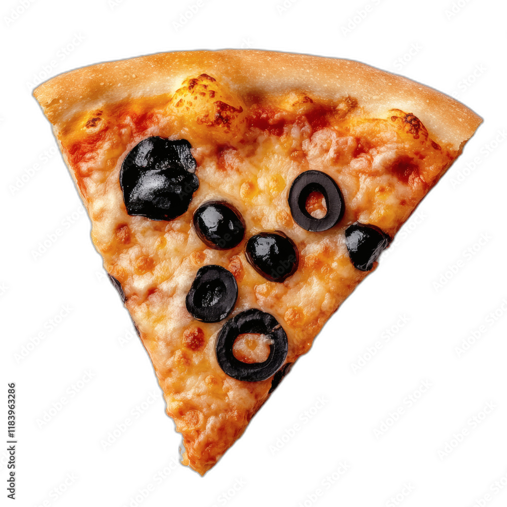 Poster slice of pizza with oliv isolated on white transparent background