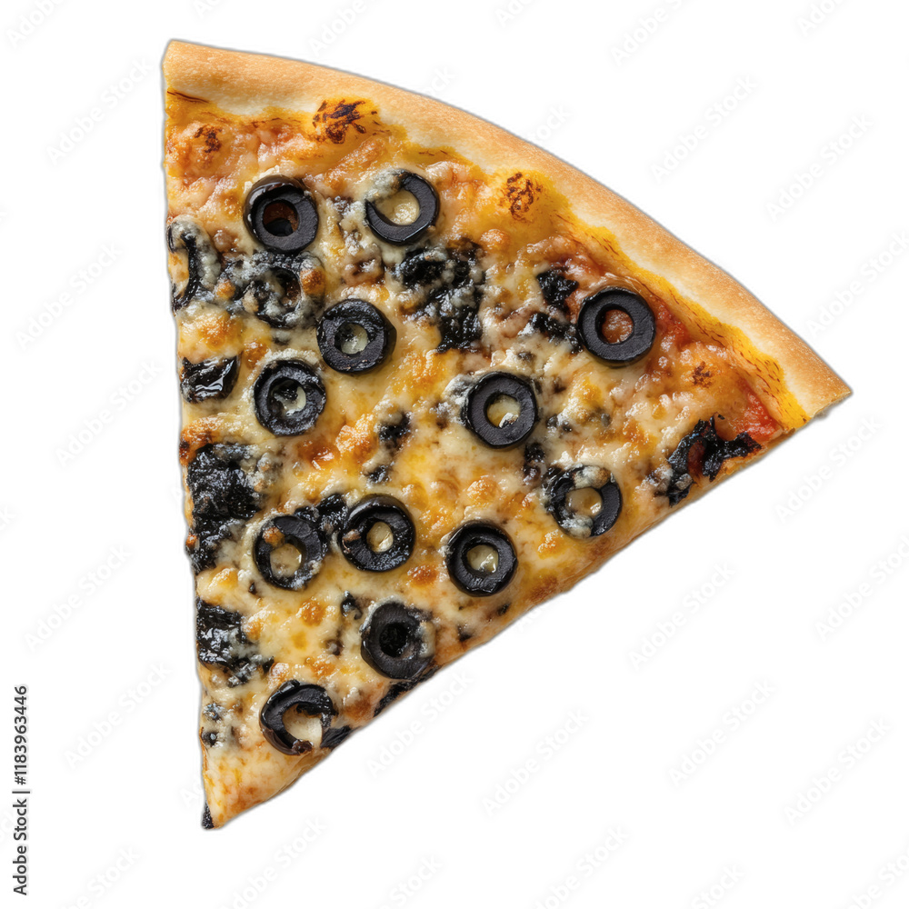 Poster slice of pizza with oliv isolated on white transparent background