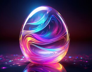 A vibrant, swirling egg reflects the lively spirit of Easter festivities and springtime.