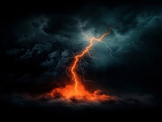 Dramatic electric lightning bolts arcing across a dark ominous sky conveying the raw energy and volatility of a raging storm  Painterly and textured abstract expressionist brushwork