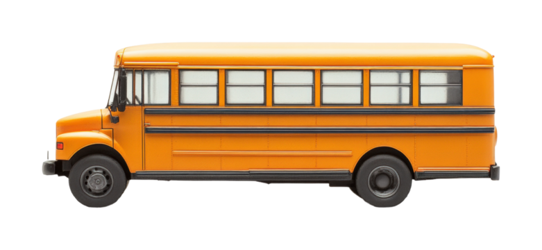 School bus on transport scene high fidelity clean environment side view education concept isolated on transparent background png