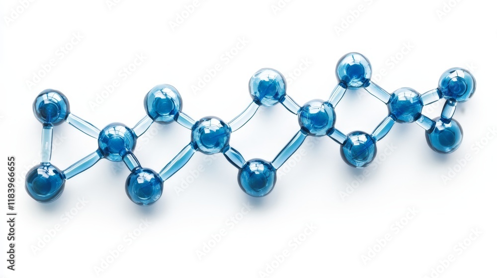 Poster blue molecular structure isolated on white background for science use