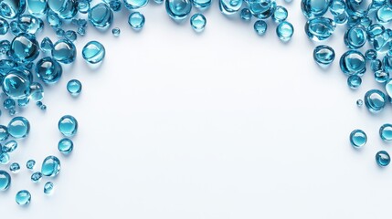 Fototapeta premium Blue Water Droplets on White Background Perfect for Freshness Theme