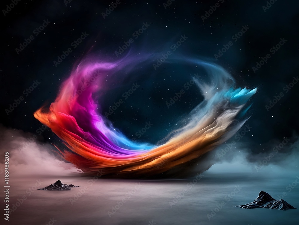 Poster mesmerizing holographic swirls of radiant energy and captivating cosmic essence experimental project