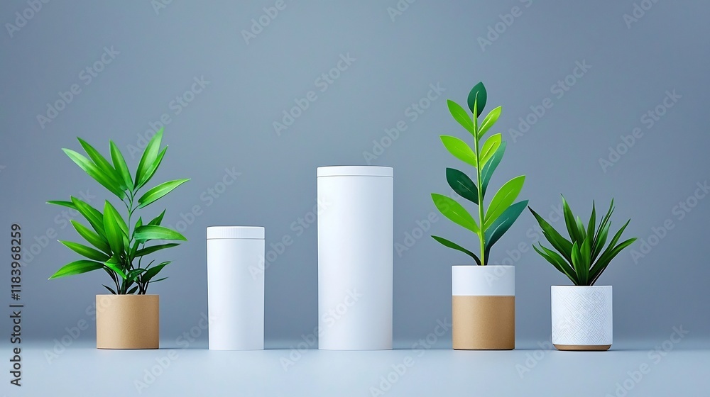 Poster high end crisp white paper container with subtle patterns matte coating and understated branding