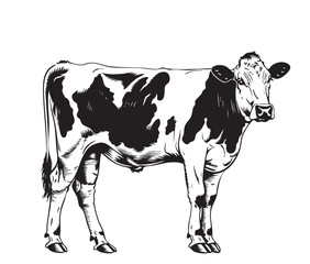 sketches of cows drawn by hand. livestock.