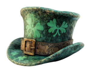 Celebratory saint patrick's day hat high fidelity festive atmosphere close-up view traditional design isolated on transparent background png