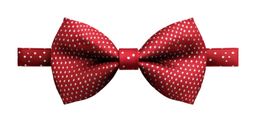 Classic red bow tie with polka dot patterns fashion accessory studio setting detailed view style concept isolated on transparent background png