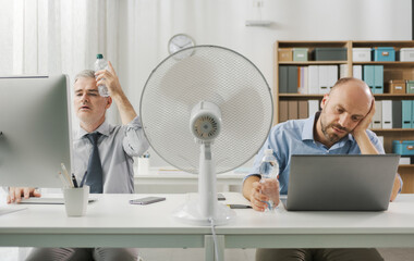 Office workers suffering from the heat
