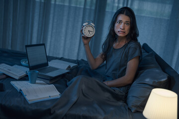 Panicked student studying the night before the exam