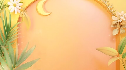 Obraz premium Pastel Floral Archway With Crescent Moon Design