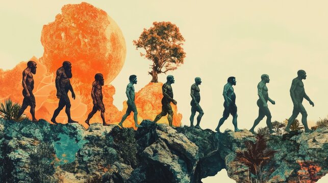 An image depicting the journey of human evolution