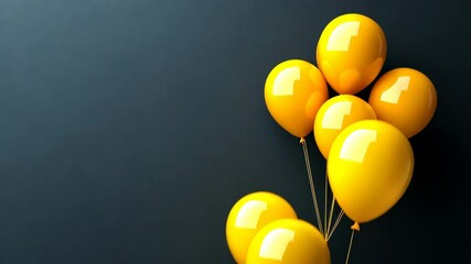 Bright yellow balloons floating against a dark background create an uplifting and joyful atmosphere for any celebration