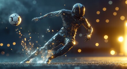 Football player.Abstract Technology.the future of Artificial intelligence.Sport Futuristic concept.design.Vector illustration.