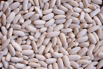 Large group of fabes de la Granja beans composing a background