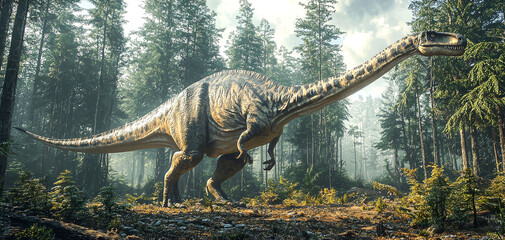 Majestic Prehistoric Beast in Ancient Forest: A Journey to the Jurassic Era