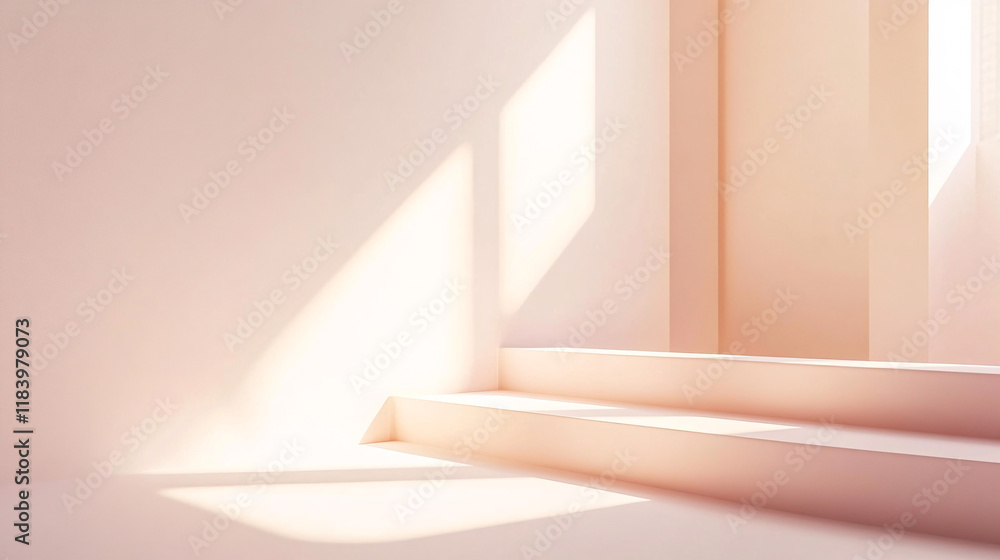 Leinwandbilder soft pastel pink and champagne minimal room background with empty space ideal for product display vi