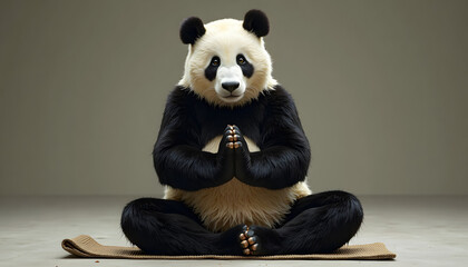 Zen Panda Practicing Yoga in Serene Studio Setting 