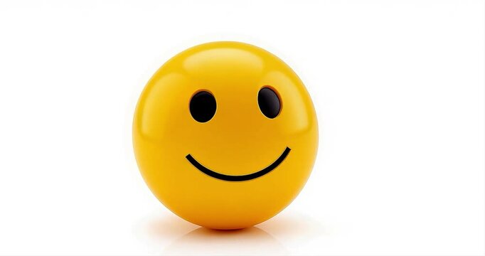 Happy emoticon, white background, 3D render, digital