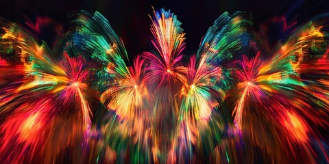 Vibrant, Colorful Fireworks Exploding with Light and Energy, A Stunning Visual Spectacle of Dynamic Color